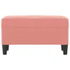 A front view of a pink velvet ottoman on a white background. Produktbild-Vorschau