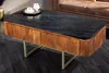 Table basse 110 cm en marbre et bois, design doré, table Voir les images du produit 2