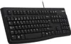 A black Logitech K120 keyboard is shown from a slightly elevated, diagonal angle against a white background. Anteprima dell’immagine prodotto
