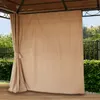 A tan curtain is tied back on the side of a gazebo, showing a glimpse of the outdoors. Produktbild-Vorschau