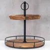 Etagere Holz 2 Etagen H38cm Akazienholz Schwarz Natur Produktbild-Vorschau 3