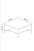A line drawing of a square coffee table with a lower shelf, showing dimensions. Produktbild-Vorschau