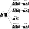 A diagram illustrating a tour guide system setup with a host speaking English, followed by translators and listeners in different languages. Produktbild-Vorschau