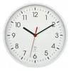 A white analog wall clock with black hands and numbers, and a red second hand, is shown against a white background. Náhľad obrázku produktu