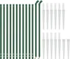 A collection of green fence posts and white ground sleeves arranged on a white background. Produktbild-Vorschau