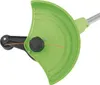 A close-up view of the cutting head of a string trimmer, showing the green protective guard, the spool of trimmer line, and a small wheel. Produktbild-Vorschau