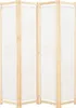 A four-panel room divider made of wood and fabric. Voir les images du produit