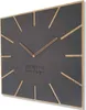 A square wall clock with a dark gray face and wooden accents. Náhled obrázku produktu