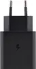 A black Samsung fast charging adapter with two prongs for a power outlet. Produktbild-Vorschau