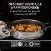 A frying pan with food inside is placed on an oven rack, with text overlay describing its features. Náhľad obrázku produktu