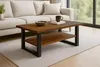 Couchtisch Baumkante 115 x 65 cm Akazie honigfarben schwarz Produktbild-Vorschau 1