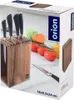 A product box for a knife block set, featuring an image of the knife block with knives, and various vegetables. Voir les images du produit