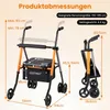 COSTWAY Rollator faltbar & leicht mit Sitz, 2in1 Rollstuhl Produktbild-Vorschau 3