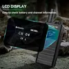 A black walkie-talkie is shown in a natural, outdoor setting with rocks and moss. Produktbild-Vorschau