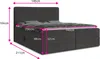 A bed with dimensions shown, against a white background. Produktbild-Vorschau
