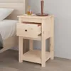 A wooden nightstand with an open drawer next to a bed. Anteprima dell’immagine prodotto