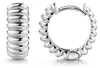 Gerippte Creolen 925 Silber - Damen Ohrringe Klappcreolen Produktbild-Vorschau 3
