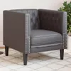 Grauer Chesterfield-Sessel aus Kunstleder mit Knopfheftung Produktbild-Vorschau 1