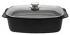 A black roasting pan with a glass lid and a silver handle, shown from a side-angle. Anteprima dell’immagine prodotto