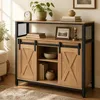 KOMFOTTEU Sideboard Holz mit 2 Schiebetüren & verstellbare Produktbild-Vorschau 9