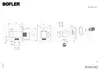 Technical drawing and exploded view of a shower system with dimensions and components. Produktbild-Vorschau