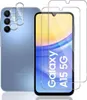 A blue Samsung phone with camera lens protectors and two screen protectors laid out next to it. Produktbild-Vorschau