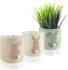 com-four® 3x Oster-Übertopf - Osternest mit Osterhase zum Produktbild-Vorschau 1