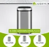 A silver automatic trash can is shown with different size options displayed below. Náhľad obrázku produktu