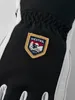 Schwarze Skihandschuhe "Army Leather Patrol - 5 finger" von Hestra mit einem gestickten Logo. Produktbild-Vorschau