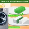 A washing machine and reusable cleaning pads are shown, with text highlighting cost savings and reusability. Produktbild-Vorschau