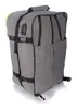 A standalone image of a gray backpack with green accents, shown from a three-quarter side view against a white background. Podgląd zdjęcia produktu