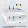 An exploded diagram showing the layers of a pet toilet system. Produktbild-Vorschau