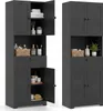 Two views of a tall, dark gray bathroom cabinet. Náhľad obrázku produktu