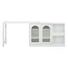A white table with storage cabinets and glass doors against a white background. Produktbild-Vorschau