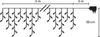 Diagram of an icicle LED light string with dimensions. Náhled obrázku produktu