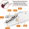 A diagram of a handheld sewing machine with labels pointing to its different parts. Produktbild-Vorschau
