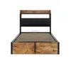 A bed frame with a headboard and wooden accents. Produktbild-Vorschau