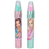 Two lip balm-like cosmetic items with cartoon illustrations of girls holding cats. Produktbild-Vorschau