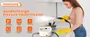 A woman wearing yellow gloves is using a handheld steam cleaner on a kitchen counter. Náhled obrázku produktu