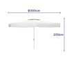 Marbueno - Solskærm Weiß Polyester Aluminium, Ø 300 cm | Produktbild-Vorschau 3