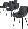 A set of six dining chairs with quilted seats and black metal legs, arranged on a white background. Náhľad obrázku produktu