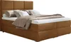 A studio shot of a brown boxspring bed with pillows and a duvet. Náhled obrázku produktu