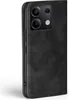 A black flip cover phone case for a Xiaomi Redmi Note 13 Pro 5G is shown from the side. Produktbild-Vorschau