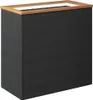 A black rattan planter box with a wooden top edge against a white background. Voir les images du produit