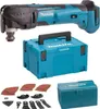 A set of power tools and accessories, including a cordless multi-tool, a storage case, and various attachments, laid out on a white background. Produktbild-Vorschau