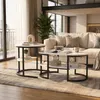 INONEFT 2er Set Couchtisch in Marmoroptik, ovaler Produktbild-Vorschau 2