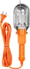 A work light with an orange cord and plug, and a silver cage around the bulb housing. Náhľad obrázku produktu