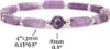 A bracelet made of purple beads and silver spacers is shown against a white background. Dimensions are indicated with text and lines. Produktbild-Vorschau
