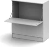 A white cabinet with its front flap open, supported by two metal arms. Náhľad obrázku produktu