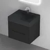 A black wall-mounted vanity unit with a sink and faucet against a gray wall. Anteprima dell’immagine prodotto